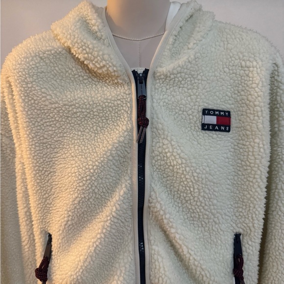 Tommy Jeans Hooded Sherpa Jacket Women's Snow-White S/P Small Full zip - Picture 6 of 8